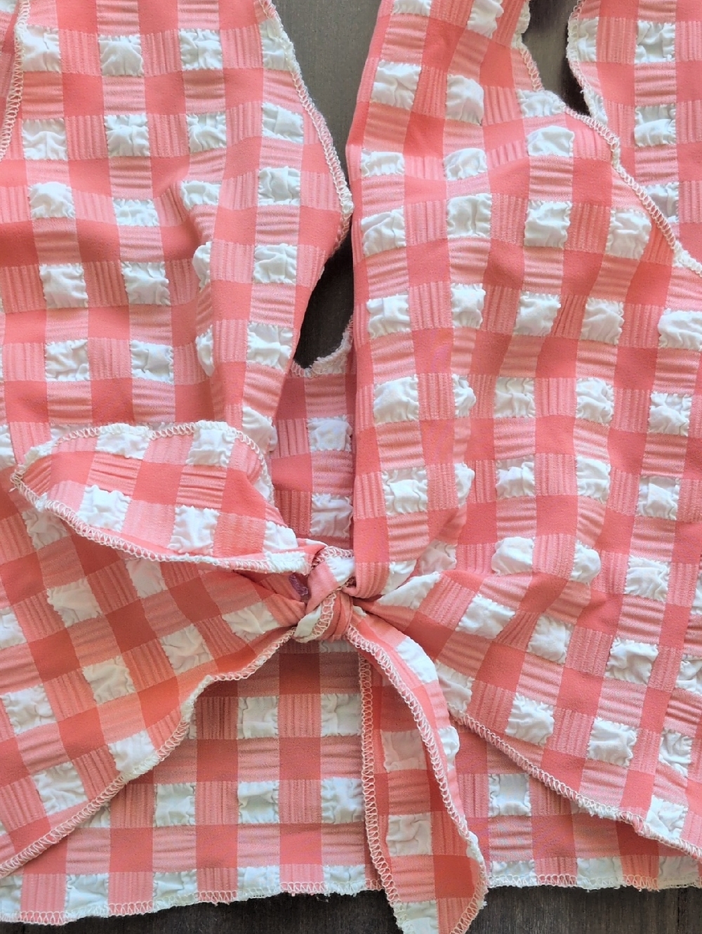 Montce Kim Gingham Tie-Front Bikini Top - Picture 2 of 4